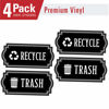 Picture of Recycle and Trash Logo Symbol - Elegant Golden Look for Trash Cans, Containers, and Walls - Laminated Vinyl Decal (Small, Transparent/Black 2)