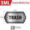 Picture of Recycle and Trash Logo Symbol - Elegant Golden Look for Trash Cans, Containers, and Walls - Laminated Vinyl Decal (Small, Silver - Elegant 1)