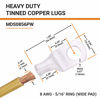 Picture of SELTERM 2pcs 8 AWG 5/16" Stud (Wide Pad) Tinned Copper Wire Lugs, Battery Lugs, Ring Terminals, Battery Cable Ends, 8 Gauge Ring Terminal Connectors, UL Marine Grade Battery Terminal Connectors