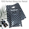 Picture of Choice Marts 100 Black Polka Dots Bags for Small Business 1.5Mil 9"x12" Merchandise Bags Extra Thick Glossy Thank You Bags and Retail Bags Plastic Bags with Die Cut Handles Black Polka Dots Bags