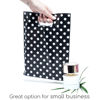 Picture of Choice Marts 100 Black Polka Dots Bags for Small Business 1.5Mil 9"x12" Merchandise Bags Extra Thick Glossy Thank You Bags and Retail Bags Plastic Bags with Die Cut Handles Black Polka Dots Bags