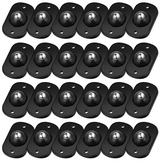 Picture of Self Adhesive Mini Caster Wheels, Roller Ball Transfer Bearing, 360° Rotation Universal Wheel, Sticky Pulley for Trash Can, Storage Box, Small Furniture (Black - 24 Pcs)