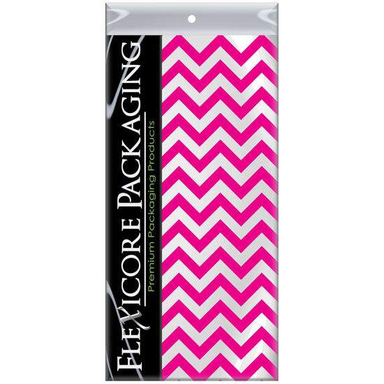 Picture of Flexicore Packaging Hot Pink Chevron Print Gift Wrap Tissue Paper Size: 15 Inch X 20 Inch | Count: 10 Sheets | Color: Hot Pink Chevron