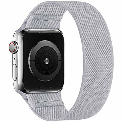 Picture of ENJINER Stretchy Nylon Solo Loop Bands Compatible with Apple Watch 38mm 40mm 42mm 44mm iWatch Series 6 SE 5 4 3 2 1 Strap, Sport Elastic Braided No Buckles Clasps Women Men, 42/44mm S StormGray