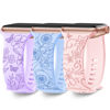 Picture of 3 Pack Floral Engraved Bands Compatible with Apple Watch Band 40mm 41mm 38mm 42mm 44mm 45mm 49mm Women,Soft Silicone Cute Wildflowers Sport Laser Strap for iWatch Bands Series Ultra SE 8 6 5 4 3 2 1