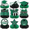 Picture of 9 Pieces 2023 Graduation Party Table Decorations Class of 2023 Congrats Graduation Centerpieces for Tables Congratulate Honeycomb Centerpiece Table Topper for Grad Party Favor Supplies (Green)