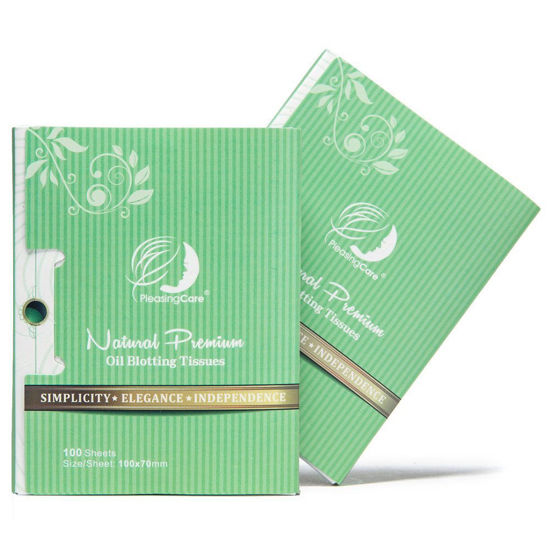 Picture of Natural Green Tea Oil Absorbing Tissues - 200 Counts in 2 Pack, Premium Face Oil Blotting Paper - Take 1 Piece Each Time Design - Large 10CM Oil Absorbing Sheets, No Waste and Easy to Carry in Pocket!