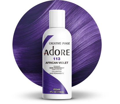 Picture of Adore Semi Permanent Hair Color - Vegan and Cruelty-Free Hair Dye - 4 Fl Oz - 113 African Violet (Pack of 3)