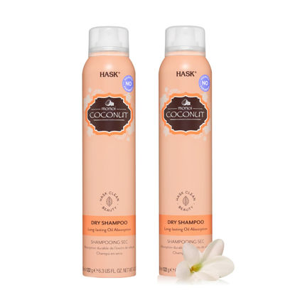 Picture of HASK Coconut Monoi Nourishing Dry Shampoo Kits for all hair types, aluminum free, no sulfates, parabens, phthalates, gluten or artificial colors (4.3oz-Qty2)…