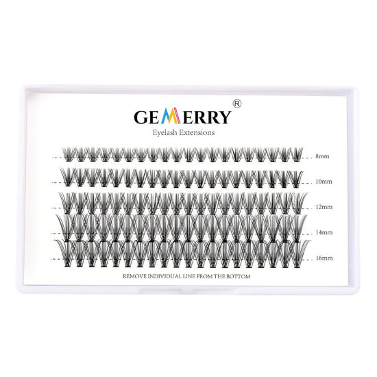 Picture of Lash Clusters Extensions 20D Individual Cluster Lashes D Curl 0.07mm 8-14mm Mixed Tray Black Mink DIY Eyelash Extensions Handmade by GEMERRY LASHES(20D-0.07-D, 8-14mm)