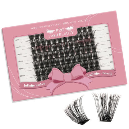 Picture of Lash Clusters, 96 Pcs Individual Cluster Lashes DIY Lash Extension Eyelash Clusters Volume Wispy Lashes Super Thin Band Reusable Soft & Comfortable(Tender-D-14-20 mix)