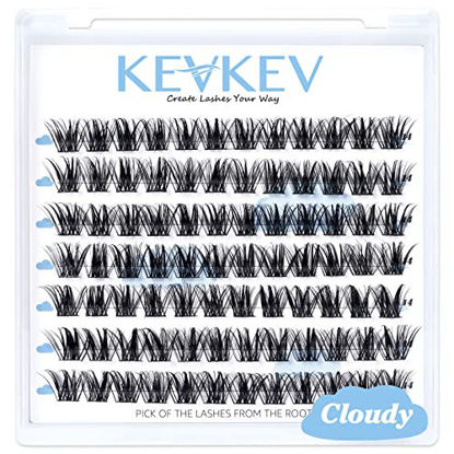 Picture of Lash Clusters 84 Pcs Cluster Lashes Eyelash Clusters DIY Cluster Eyelash Extensions Individual Lashes Thin Band & Soft(Cloudy,D-16mm)