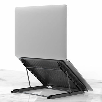 Picture of Klsniur Laptop Tablet Stand, Foldable Portable Ventilated Desktop Laptop Holder, Universal Lightweight Adjustable Ergonomic Tray Cooling (black2)