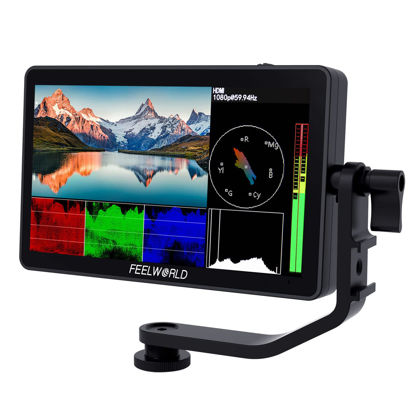 Picture of FEELWORLD F6 Plus V2 6 inch DSLR Camera Field Touch Screen Monitor with HDR 3D Lut Small Full HD 1920x1080 IPS Video Peaking Focus Assist 4K HDMI 8.4V DC Input Output Include Tilt Arm