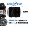 Picture of Brightin Star 50mm F1.4 Big Aperture APS-C Manual Focus Mirrorless Camera Lens, Fit for Sony Alpha ZV-E10, A7IV, A6400, A7II, A7SIII, A7III, A7C, A6600, A6100, A7RIV, A6000, A7RIII (Black)