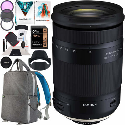 Picture of Tamron 18-400 Di II VC HLD Model B028 Ultra Telephoto High Power All in One Zoom Lens for Nikon Mount DSLR Cameras Bundle with 72mm Filter Set + Deco Gear Backpack Case and Photo Video Software Kit