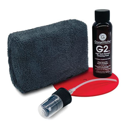 Picture of GrooveWasher Intro Record Care System - Essentials for Vinyl Record Collection Cleaning, Easy Spray-on G2 Cleaner, Microfiber Scratch-Free Cleaning Pad + Bonus Label Protector