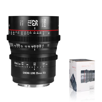 Picture of Meike 25mm T2.1 S35 Manual Focus Wide Angle Prime Cinema Lens for Canon EF Mount and Cine Camcorder EOS C100 Mark II, EOS C200, EOS 300 Mark II, EOS C300 Mark III, Zcam E2-S6 6K