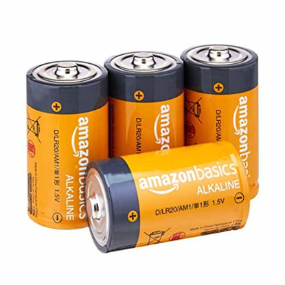 Picture of Amazon Basics 4-Pack D Cell Alkaline All-Purpose Batteries, 1.5 Volt, 5-Year Shelf Life