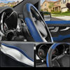 Picture of SEG Direct Car Steering Wheel Cover Universal Standard Size 14.5-15 inch, Black and Blue Microfiber Leather