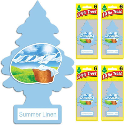 Picture of LITTLE TREES Cardboard Hanging Car, Home & Office Air Freshener, Summer Linen (Pack of 24)