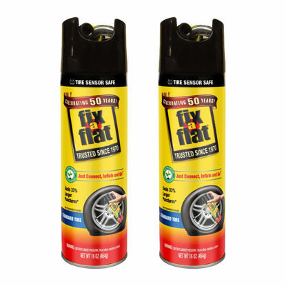 Picture of Fix-A-Flat S60197 Aerosol Emergency Flat Tire Repair and Inflator, for Standard Tires, Universal Fit for All Cars, 16 oz. (Pack of 2), Yellow