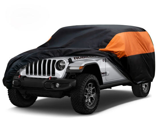 Picture of GUNHYI Car Cover Custom Fits Jeep Wrangler 4 Door JK Unlimited Sport/Sahara/Rubicon Waterproof All Weather, Full Exterior Cover Outdoor Snow Sun Uv Protection