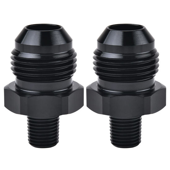 Picture of EVIL ENERGY 8AN Male Flare to 1/8" NPT Pipe Fitting Adapter Aluminum Straight Black 2PCS