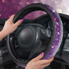 Picture of CAR PASS Bling Diamond Leather Steering Wheel Cover, Bling Sparkly Crystal Glitter Rhinestones Universal Fit 14" 1/2-15" Car Wheel Protector for Women Girl Fit Suvs,Vans,Sedans,Trucks, Purple Silver