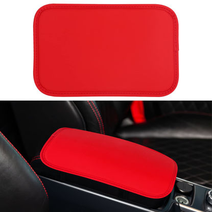 Picture of Amiss Auto Center Console Pad, PU Leather Car Armrest Seat Box Cover Protector, Universal Waterproof Non Slip Soft Center Console Armrest Pad for Most Vehicle, SUV, Truck, Car (Red)