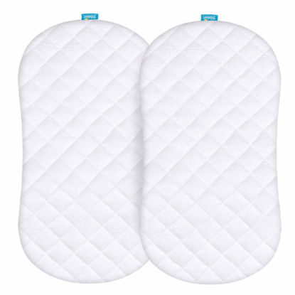 Picture of Waterproof Bassinet Mattress Pad Cover Compatible with Halo BassiNest Flex, Baby Bassinet, 2 Pack, Ultra Soft Bamboo Surface, Breathable and Easy Care