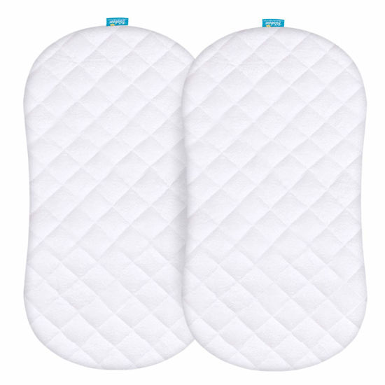 Picture of Waterproof Bassinet Mattress Pad Cover Compatible with Halo BassiNest Flex, Baby Bassinet, 2 Pack, Ultra Soft Bamboo Surface, Breathable and Easy Care