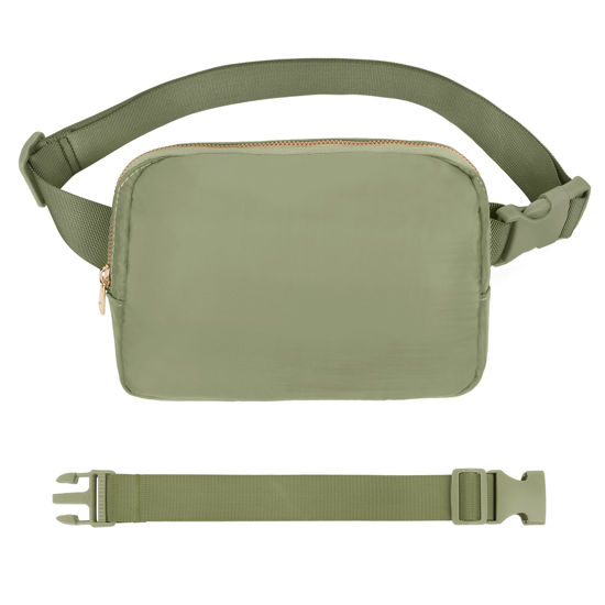 Picture of VOROLO Waist Pack for Running Fanny Pack for Women and Men Crossbody Belt Bag Bum Bag with Adjustable Strap for Sports Khaki Green with rope