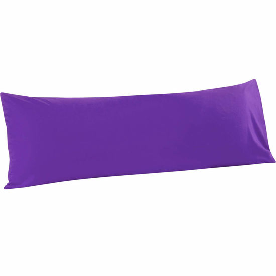 Picture of FLXXIE 1 Pack Microfiber Body Pillow Case, 1800 Super Soft Pillowcase with Envelope Closure, Wrinkle, Fade and Stain Resistant Pillow Cover, 20x54, Purple