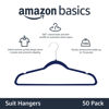 Picture of Amazon Basics Slim, Velvet, Non-Slip Suit Clothes Hangers, Navy Blue/Silver - Pack of 50