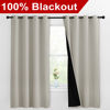 Picture of NICETOWN Natural 100% Blackout Lined Curtains, 2 Thick Layers Completely Blackout Window Treatment Thermal Insulated Drapes for Kitchen/Bedroom (1 Pair, 55 inches Width x 68 inches Length Each Panel)