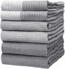 Picture of Premium Kitchen,Hand Towels (20”x 28”, 6 Pack) Large Cotton, Dish, Flat & Terry Towel Highly Absorbent Tea Towels Set with Hanging Loop Gray