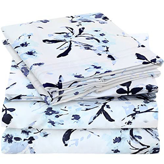 Picture of Mellanni Twin Sheet Set - Iconic Collection Bedding Sheets & Pillowcases - Luxury, Extra Soft, Cooling Bed Sheets - Deep Pocket up to 16" - Wrinkle, Fade, Stain Resistant - 3 PC (Twin, Madison Blue)