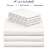 Picture of LuxClub Striped Sheets Set, 7 PC Striped Bed Sheets Split King Size, Deep Pockets 18" Eco Friendly Wrinkle Free Cooling Sheets Machine Washable Hotel Bedding Silky Soft (Split King, Striped White)