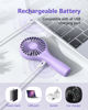 Picture of TriPole Handheld Fan Mini Personal Fan, Portable Battery Operated Fan USB Rechargeable Small Fan for Travel Outdoor Events Wedding Hot Flashes, Purple Lash Fan for Eyelash Extensions