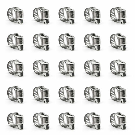 Picture of ZIPCCI Hose Clamp, 25 Pack Stainless Steel Worm Gear fuel line hose clamps, 6-12mm (1/4-1/2 inch)