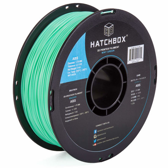 Picture of HATCHBOX ABS 3D Printer Filament, Dimensional Accuracy +/- 0.03 mm, 1 kg Spool, 1.75 mm, Mint Green