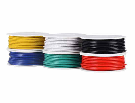 GetUSCart- TUOFENG 20 AWG Wire Electrical Wires 20 Gauge Tinned Copper Wire,  PVC (OD: 1.75 mm) 6 Different Colored 23 ft / 7 m Each,Stranded Wire Hookup  Wires for DIY DC/AC