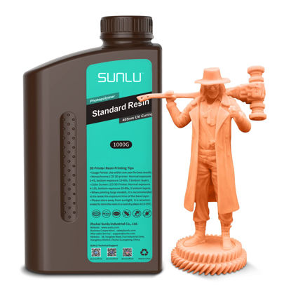 Picture of SUNLU 3D Printer Resin, 1kg Fast Curing Standard 3D Resin for LCD DLP SLA Resin 3D Printers, 395-405nm UV Curing 3D Printing Liquid Photopolymer Resin, Low Shrinkage, High Precision, 1000g, Orange