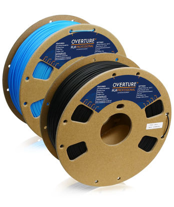 Picture of OVERTURE PLA Plus (PLA+) Filament 1.75mm PLA Professional Toughness Enhanced PLA Roll, Cardboard Spool, Premium PLA 2kg(4.4lbs), Dimensional Accuracy 99% Probability +/- 0.03mm (Black & Digital Blue)