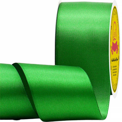 Picture of LEEQE Double Face Emerald Green Satin Ribbon 2 inch X 25 Yards Polyester Emerald Green Ribbon for Gift Wrapping Very Suitable for Weddings Party Invitation Decorations and More