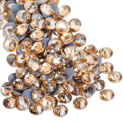 Picture of Beadsland Hotfix Rhinestones, 1440pcs Flatback Crystal Rhinestones for Crafts Clothes DIY Decorations, Golden Shadow, SS12, 3.0-3.2mm