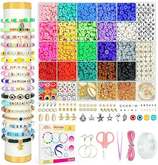 Redtwo 15000 Pcs Clay Beads Bracelet Making Kit, 3 Boxes 72 Colors  Friendship Bracelet Kit Flat Polymer Heishi Beads for Jewelry Making,  Crafts Gift for Girls Ages 6-12