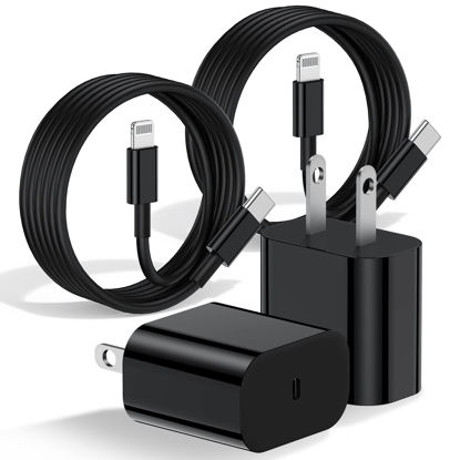 Picture of iPhone 14 13 12 Fast Charger, [MFi Certified] 2Pack Wall Charger Plug with Long 10 ft USB C to Lightning Cable, Fast Charging Power Adapter Cube Brick for iPhone 11/XS/XR/8Plus,iPad-Black