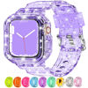 Picture of XYF Compatible for Crystal Clear Apple Watch Bands, 45mm 44mm 42mm 41mm 40mm 38mm with Bumper Case for Women Jelly Sport Case and Band for iWatch Series 8 7 SE/6 5 4 3 2 1 (Glitterpurple, 42/44/45mm)